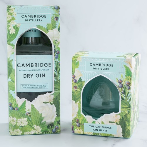 Cambridge Dry Gin 70cl Gift Boxed and a Gift Boxed Cambridge Gin Glass